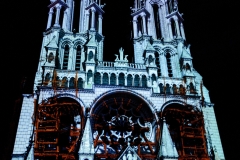 Tableau construction de la cathedrale lors du spectacle Couleurs d'été à la cathédrale de Laon