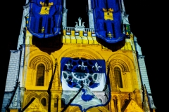 Blason de Laon lors du spectacle Couleurs d'été à la cathédrale de Laon